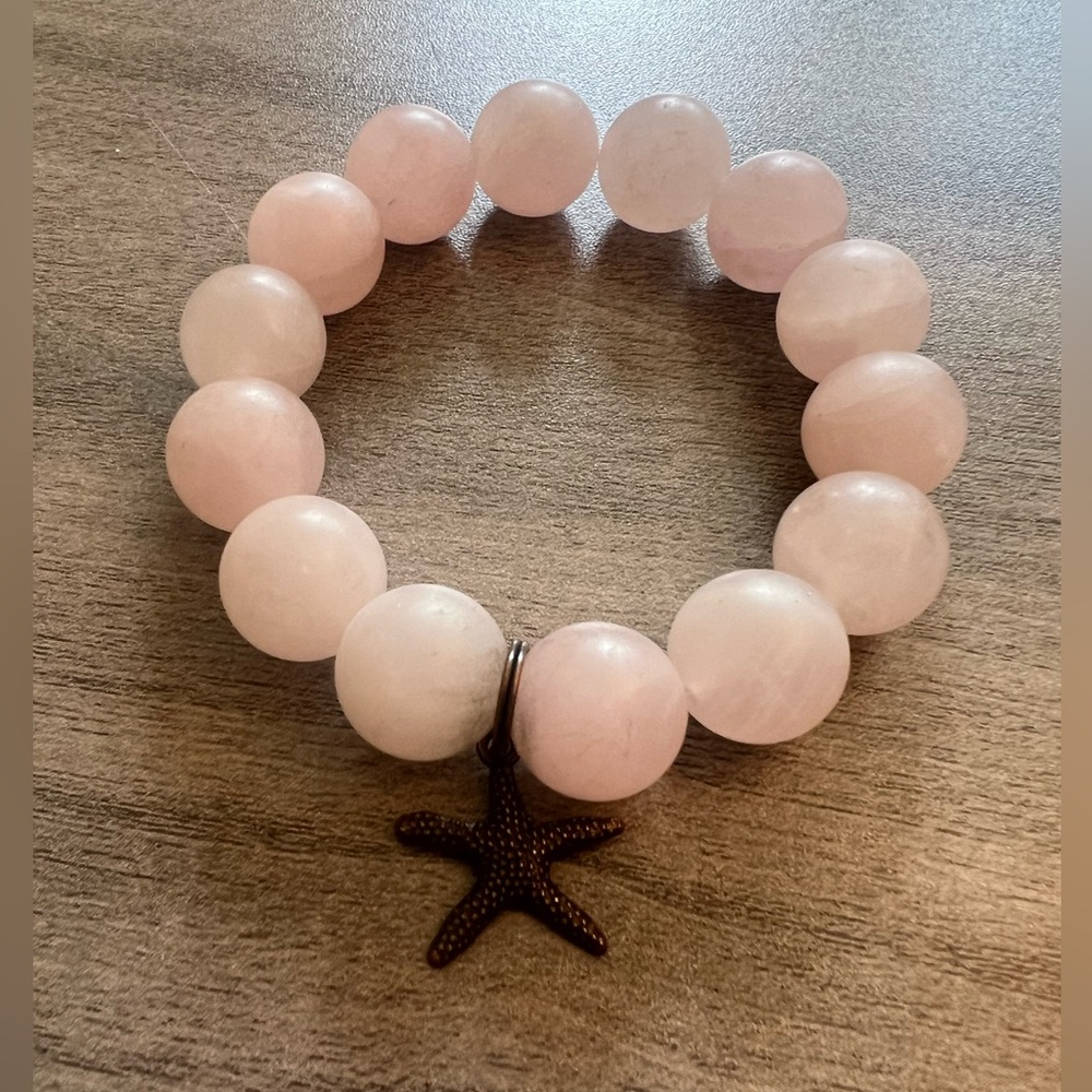 Charming Beaded Light Pink Bracelet with Starfish Charm